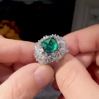 Bijoux de luxe nouvelles filles dame émeraude Zircon fleur argent plaqué fête anneaux de mariage pour femmesGJZ0362