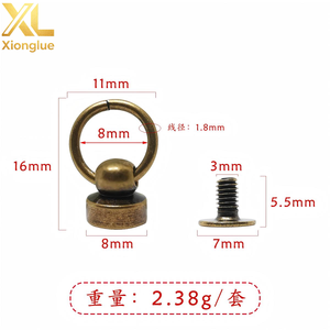 Remache de metal de latón macizo de 8 mm, remache Chicago, remache con anillo en O y tornillo para bolsos, cuero y prendas de vestir - Product Image 3
