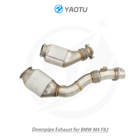 Downpipe Katalis Stainless Steel YT SUS304 Dengan Katalis Cocok Untuk BMW M4 F82 3.0T Pipa Knalpot Performa Aliran Tinggi
