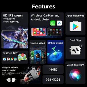 Autoradio Android 2DIN avec GPS intégré, amplificateur DSP, écran RGB pour VW Passat, 9 pouces - Product Image 2