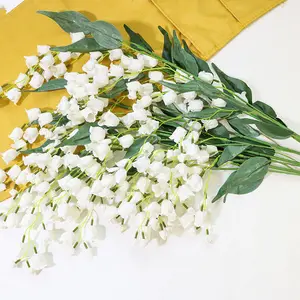 ลำต้นยาวทำจากไหมเทียม,ดอกแมกโนเลียสีขาวประดิษฐ์ดอกไม้เดนูดาต้าสำหรับตกแต่งบ้านงานแต่งงาน