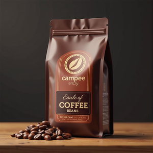 Sac à <span class=keywords><strong>café</strong></span> personnalisé avec valve et fermeture éclair, emballage en plastique à fond plat debout, imprimé, 500g, pochette en mylar mat en aluminium - Product Image 2