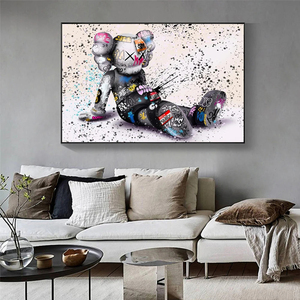 Affiches murales d'art graffiti urbain Ours en peluche violent, Décoration intérieure moderne et tendance, Peintures murales à l'<span class=keywords><strong>huile</strong></span> - Product Image 5