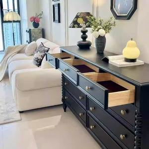 Mỹ Sang Trọng Tủ Quần Áo Rắn Gỗ Lưu Trữ Tủ Pháp Cổ Điển Màu Đen Đa Chức Năng Phòng Khách Và Phòng Ngủ Lưu Trữ Tủ - Product Image 3