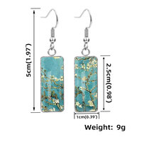 Boucles d'oreilles pendantes en acier inoxydable style peinture à l'huile vintage, motif Nuit étoilée, pour femmes, vente en gros