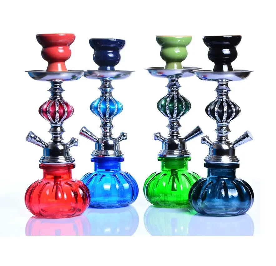 Wholesale Cheap Double Hose Small Size Mix Color Portable Nargile Hookah Luxury Acrylic Bowl Shisha Metal Shisha