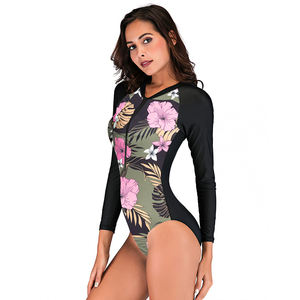 Đồ bơi liền thân nữ thiết kế riêng OEM, kiểu dáng gợi cảm, size lớn, dành cho bãi biển, tập thể dục, tay dài, chống nắng UPF50+, bảo vệ khi lướt sóng - Product Image 4