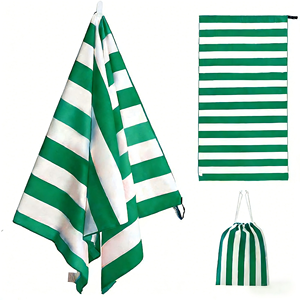 Serviette de plage de luxe personnalisée à séchage rapide, sans sable, à rayures, super légère, avec sac de plage tendance - Product Image 3