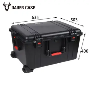 DPC130-3 635*503*400mm निविड़ अंधकार सुरक्षा कैमरे का केस shockproof उपकरण बॉक्स पर पहियों