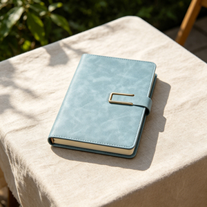 Agenda con Tapa Dura de Imitación de Cuero Azul Claro con Cierre de Metal - Product Image 4