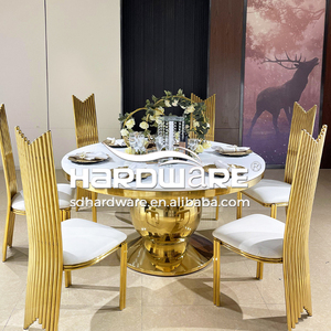 Venta al por mayor, mesa de comedor de boda, banquete superior, mdf, marco de metal dorado - Product Image 2