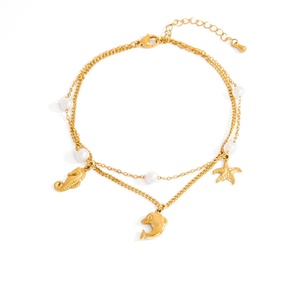 Double-Layered 18k <b>Gold</b> Stainless Steel <b>Anklet</b> Color-Retaining Three-Dimensional Foot Ornament with Delicate Design - Product Image 5