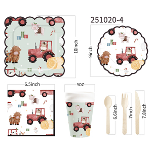DAMAI - Juego de Vajilla Desechable de Papel con Diseño de Granja para Fiesta de Cumpleaños, Platos, Servilletas y Vasos para Niños - Product Image 5