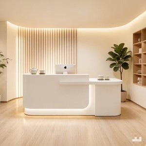 เคาน์เตอร์เก็บเงินแบบเรียบง่ายทันสมัย QT-219X ทำจาก MDF สำหรับร้านเสริมสวย สตูดิโอโยคะ บาร์ เคาน์เตอร์ร้านขายเสื้อผ้าสตรี - Product Image 6