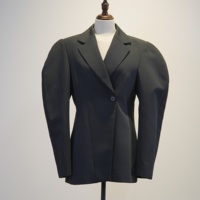 Blazer pour femme à revers cranté, simple boutonnage, manches bouffantes, 100% polyester, noir, taille ajustée, veste de costume formelle de bureau