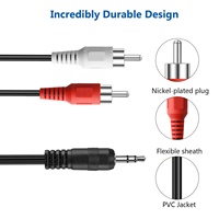 Convertisseur audio vidéo 10M 15M 3.5mm mâle vers 2RCA mâle câble AV avec gaine en PVC pour l'utilisation du microphone