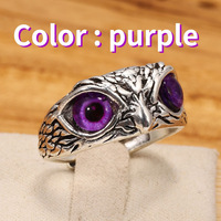Dropshipping Gift HA Fashion Bague d'ouverture ajustable Wicked Eyes Owl Eyes Animal Statement Ring Vintage Blue Owl Eyes Ring