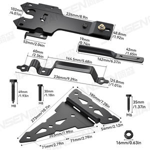 Kit de quincaillerie <span class=keywords><strong>pour</strong></span> clôture en bois robuste, charnières noires, personnalisable, ensembles de quincaillerie <span class=keywords><strong>pour</strong></span> portail avec loquet et poignée - Product Image 2