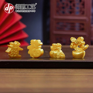 Miniature Golden Fortune Ornaments Set Resin Chinese New Year Feng Shui Decor For Living Room Desktop <b>Car</b> Decoration - Product Image 5