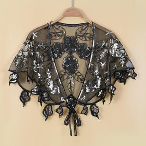 1920 عالية الجودة الديكور مساء الرأس سباركلي الترتر السترات الفضفاضة الزفاف التفاف الشالات تول يقشعر الستر الزفاف البنطال القصير - Product Image 2