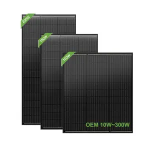 Paneles solares monocristalinos negros completos de alta calidad 50W 100W 150W 200W MONO panel solar 12V pequeño precio del panel solar para el hogar