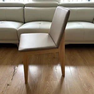 Luxo design couro material conciso simples jantar madeira maciça jantar cadeira