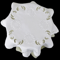 Nappe ronde de mariage en polyester blanc bon marché, brodée à la main en jacquard, sur mesure OWENIE, 33 pouces, avec dessous de plat rond