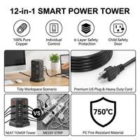Clieam Grosir US Power Tower 12 Stopkontak AC 5 USB-A PD 20W Maks 2500W Soket