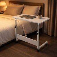 Table de chevet mobile réglable avec roulettes pour canapé, chambre, travail sur ordinateur portable et bureau à domicile
