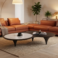 Table basse moderne en bois, mobile, faite à la main, de forme irrégulière, finition noire décorative pour salon et salle à manger