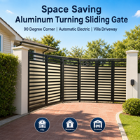 Portail Coulissant Automatique en Aluminium pour Allée, Angle à 90 Degrés, Portail de Sécurité Électrique, Tailles Personnalisées pour Entrée de Villa et Maison