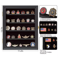Boîte de présentation militaire en bois avec fenêtre pour pièces de collection, médailles, badges, rubans et insignes