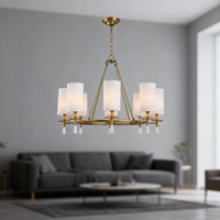Lustre de style américain pour salon, chambre à coucher, salle à manger, moderne, simple, en laiton, créatif, design, doré, moyen, à intensité variable