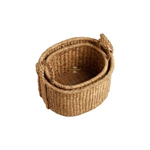 Natural Rattan Storage <b>Baskets</b> With Handles Rustic Bowl Shape Multi-Purpose Neatening <b>Basket</b> Set - Product Image 5
