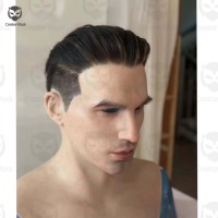 Masque facial réaliste en silicone pour homme avec personnalisation des cheveux pour les fêtes classiques d'Halloween et de cosplay - Écologique et réutilisable