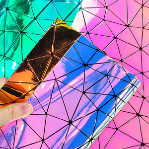 Tissu vinyle holographique géométrique en relief, effet miroir réfléchissant, thermosensible, haute qualité, pour la décoration de chaussures, sacs et loisirs créatifs - Product Image 4