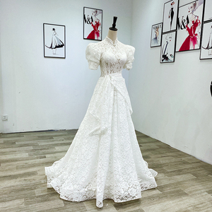 Jancember Wm011 2022 Vestido de Novia Elegante Blanco con Mangas Abullonadas de Encaje para Mujer - Product Image 2