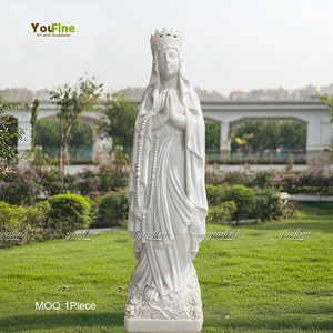 Statue de <span class=keywords><strong>la</strong></span> <span class=keywords><strong>Vierge</strong></span> de <span class=keywords><strong>Fatima</strong></span> en marbre naturel extérieur de jardin grandeur nature Sculpture portant une couronne - Product Image 3