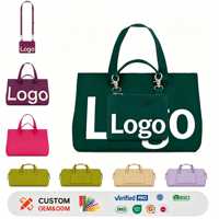 Sac fourre-tout en polyester tricoté avec logo personnalisé, grande capacité, durable, couleur unie, sac portable, directement de l'usine