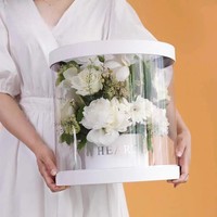 Boîte cadeau de fleurs coréennes rondes Boîte cadeau de vacances en PVC Boîte d'emballage ronde transparente pour arrangement de fleurs à la main