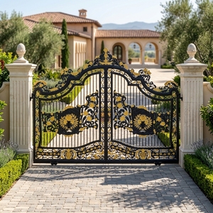 Puerta de <span class=keywords><strong>Hierro</strong></span> Forjado de Lujo Personalizada <span class=keywords><strong>con</strong></span> Detalles en Dorado para una Entrada Elegante en Viviendas Residenciales <span class=keywords><strong>y</strong></span> un Diseño Exterior Moderno para Villas - Product Image 4