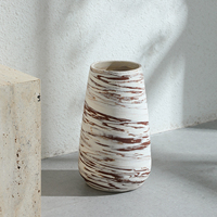 Flolenco Art Decor Keramische Vaas Grote Ronde Cilinder Wit Bruin Bloemvaas Tafelblad Vloer Decoratieve Vazen