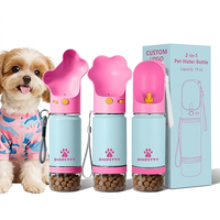 Bouteille d'eau pour chien en acier inoxydable avec gobelet à friandises amovible, gourde de voyage portable anti-fuite pour animaux de compagnie