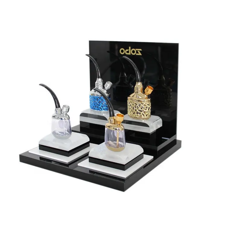 popular design custom white light base countertop retail store promotion display racks acrylic fragrance bottle display stand