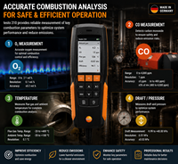 Analyseur de gaz de combustion Testo 310, analyseur de gaz de combustion, outil de mesure O2 CO pour le test des systèmes de chauffage de chaudières