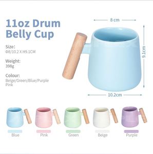 Tazas Sublimables con Revestimiento Auplex, Elegancia de Tazas con Asa de Madera, Taza de Cerámica Mate de 11 oz con Asa de Madera - Fondo Plano - Product Image 5