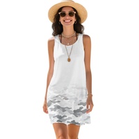 Robe de plage pour femme imprimée sur mesure, motif camouflage requin en polyester et élasthanne pour l'Europe, l'Océanie et l'Amérique du Nord
