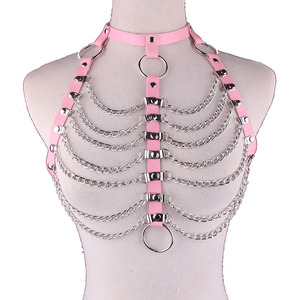 Hot Sexy exagéré poitrine alliage corps chaîne multicouche gland Sexy harnais cuir chaîne <span class=keywords><strong>soutien</strong></span>-<span class=keywords><strong>gorge</strong></span> avec <span class=keywords><strong>tour</strong></span> <span class=keywords><strong>de</strong></span> <span class=keywords><strong>cou</strong></span> pour les femmes - Product Image 6