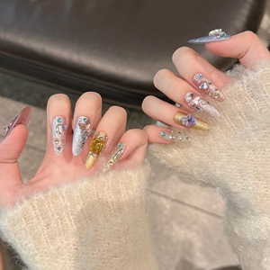 <span class=keywords><strong>Uñas</strong></span> de prensa de Gel pintadas a mano de alta calidad, 10 Uds., hermoso diseño cuadrado de lujo, <span class=keywords><strong>uñas</strong></span> <span class=keywords><strong>acrílicas</strong></span> de prensa de alta calidad <span class=keywords><strong>para</strong></span> dedos - Product Image 3