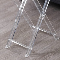 Table basse pliante en acrylique personnalisée avec poignées, design de présentoir transparent
